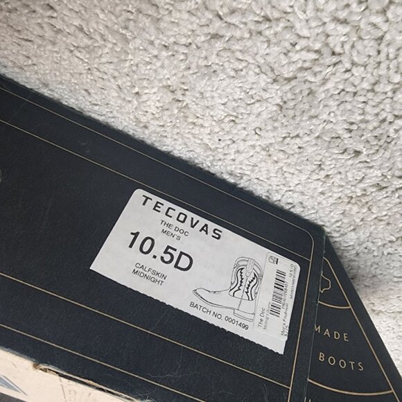 Tecovas The Doc Men's Square Toe Cowboy Boots 10.5 D Calfskin Midnight USA Clean - Picture 8 of 8